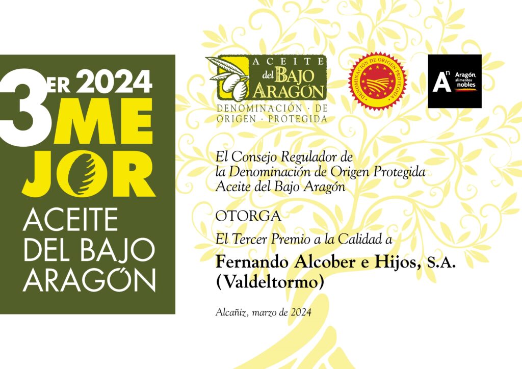 Diploma Premio Mejor AOVE Bajo Aragon